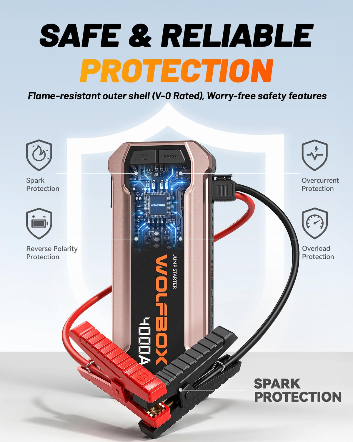 12V Pink Portable Car Jump Starter with 65W Quick Charger F754