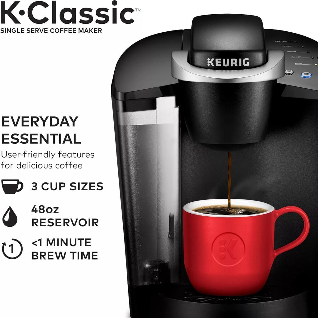 Single Serve K-Cup Pod Coffee Maker, 3 Brew Sizes, 48oz Removable Reservoir, Black S446