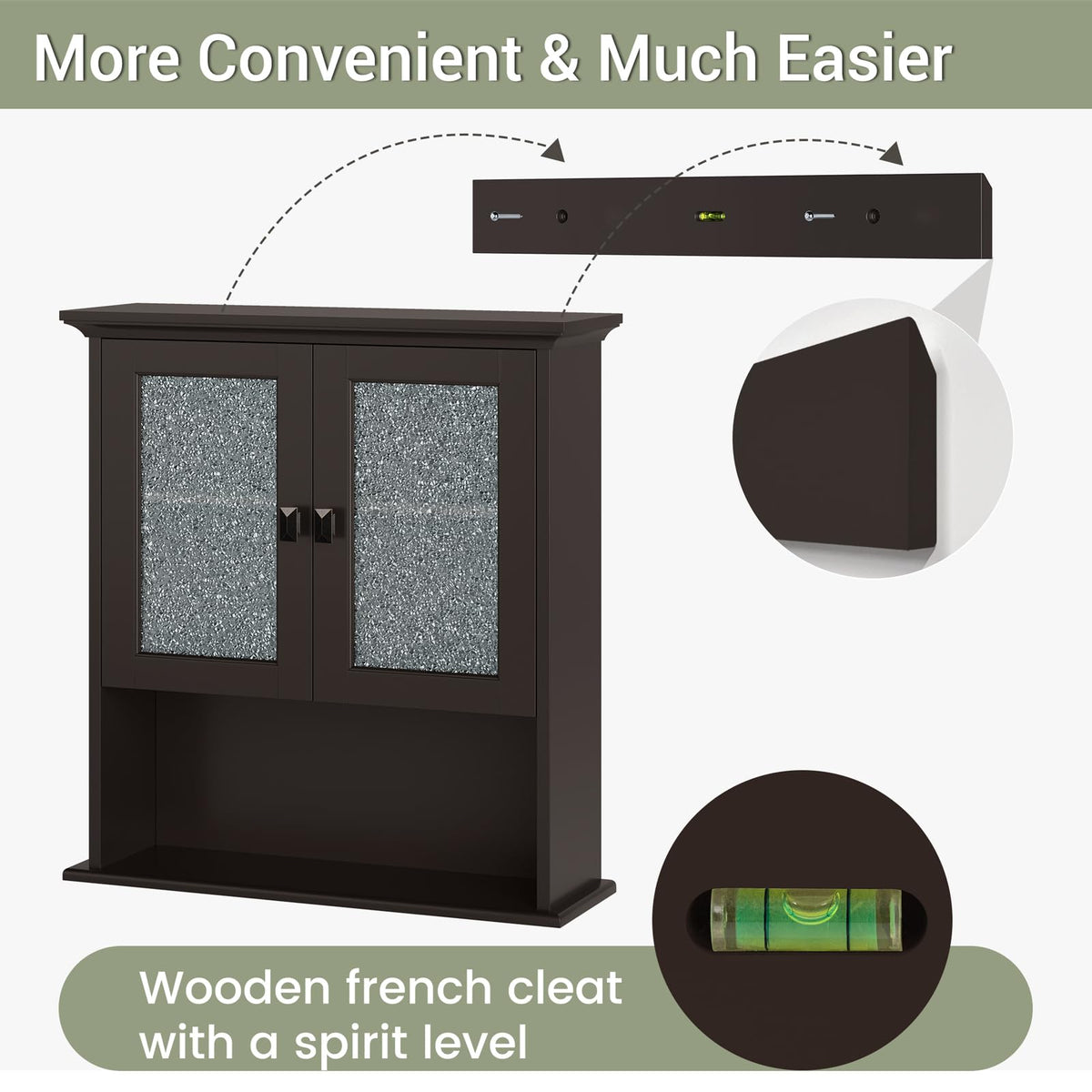 Wall Mount Medicine Cabinet with Tempered Glass Door D618
