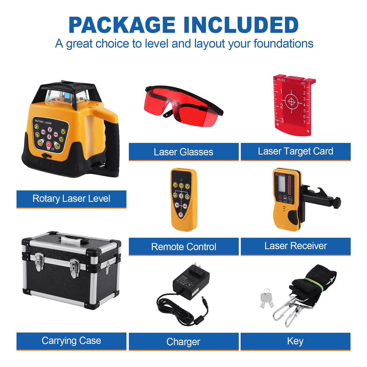 Red Beam Rotary Laser Level Kit with Tripod C9049