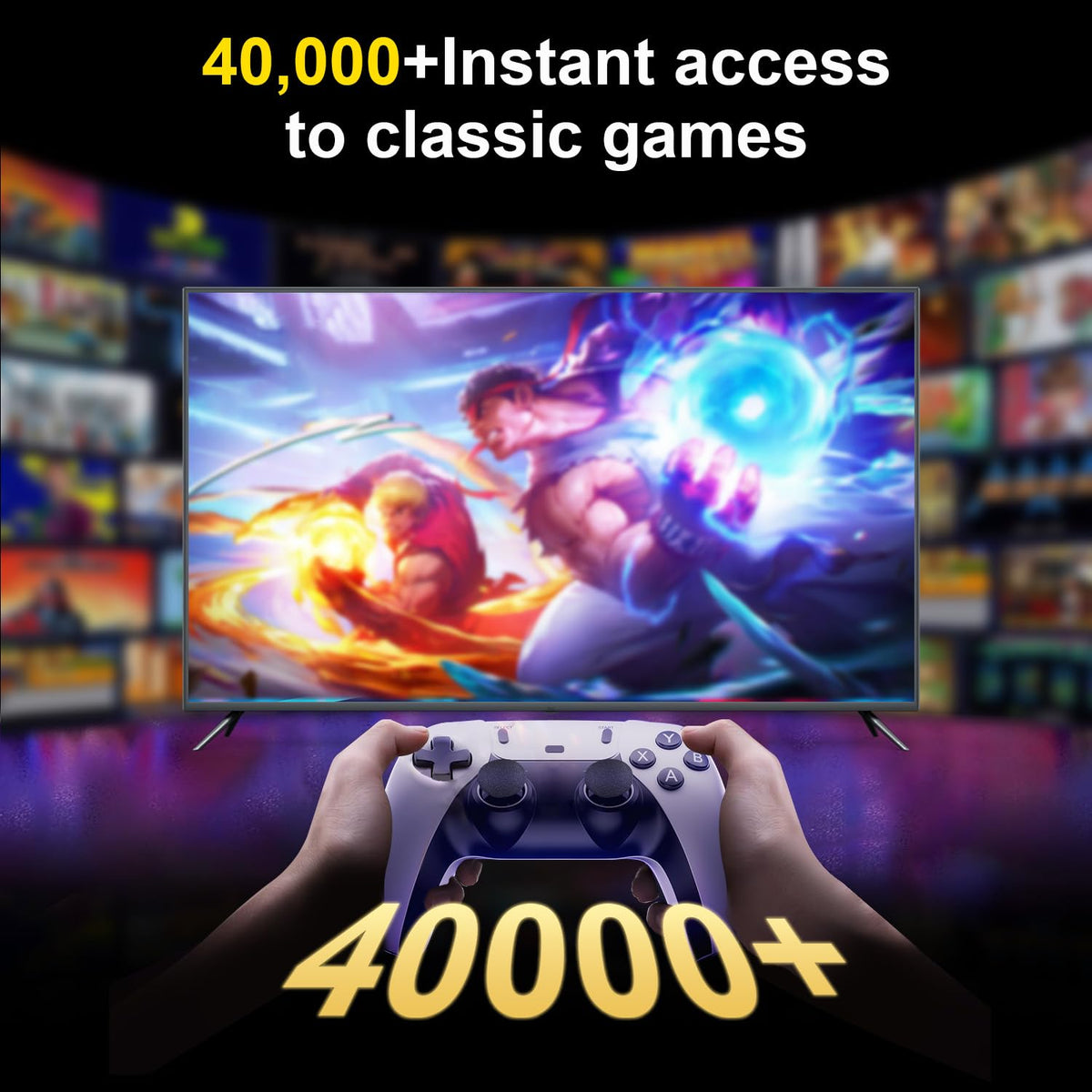 4K HDMI Retro Gaming Console with 64GB TF Card and 2.4G Wireless Controllers E58577