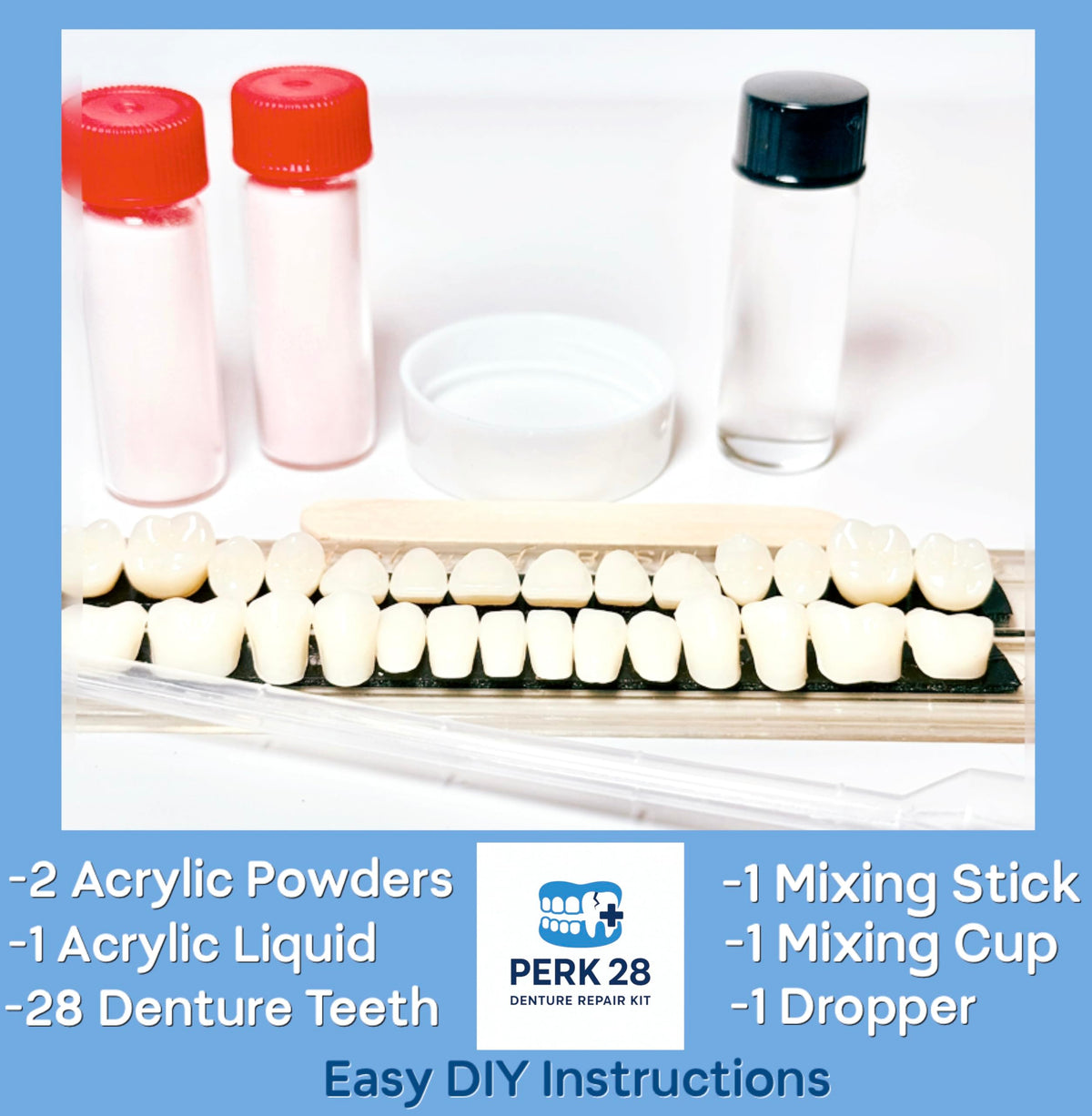 Denture Repair Kit with 28 Denture Teeth E934