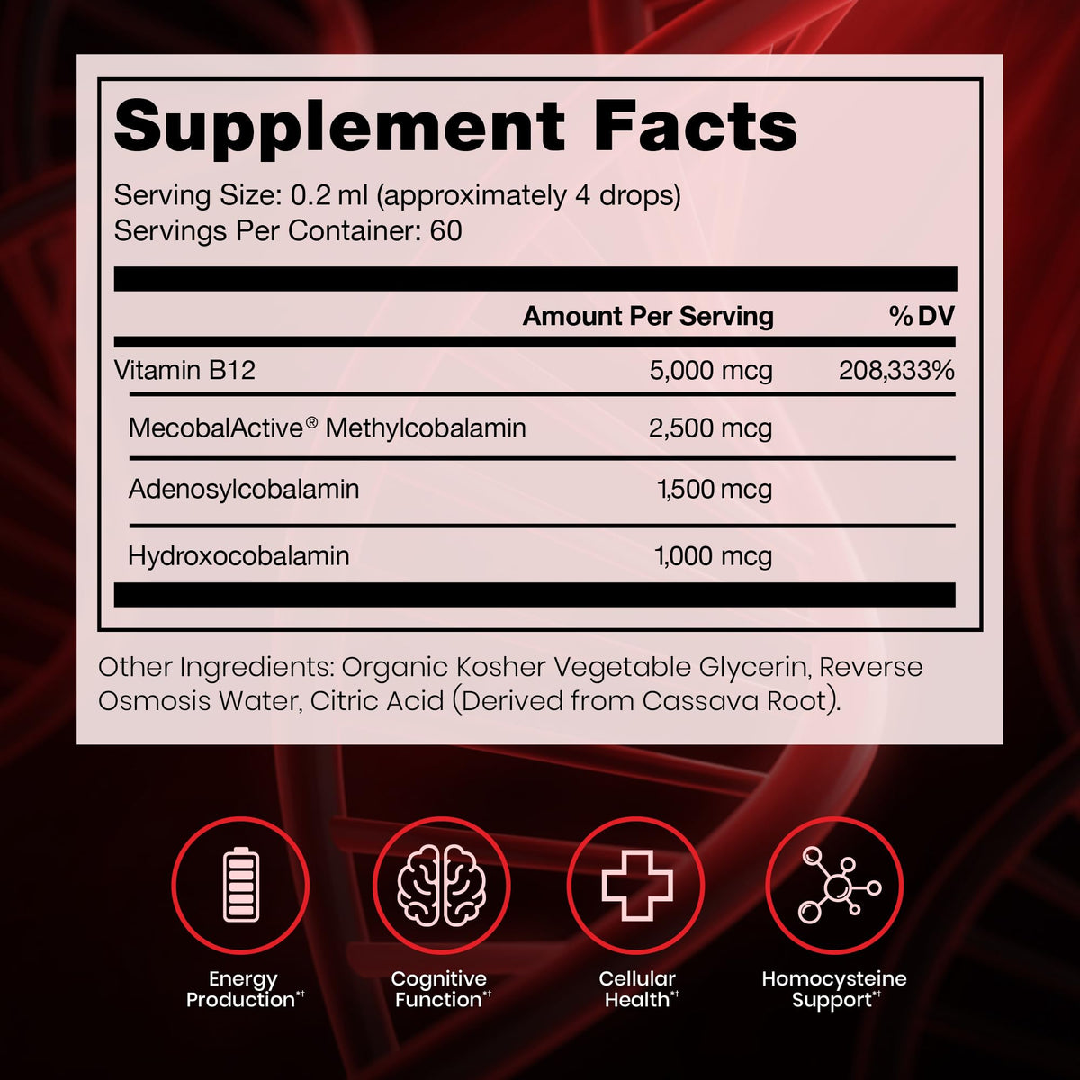 BioActive B12 Liquid 5000mcg 60 Servings N5013