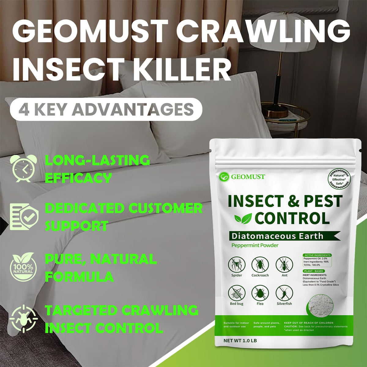 Diatomaceous Earth Food Grade Insect Killer 1 lb Y354