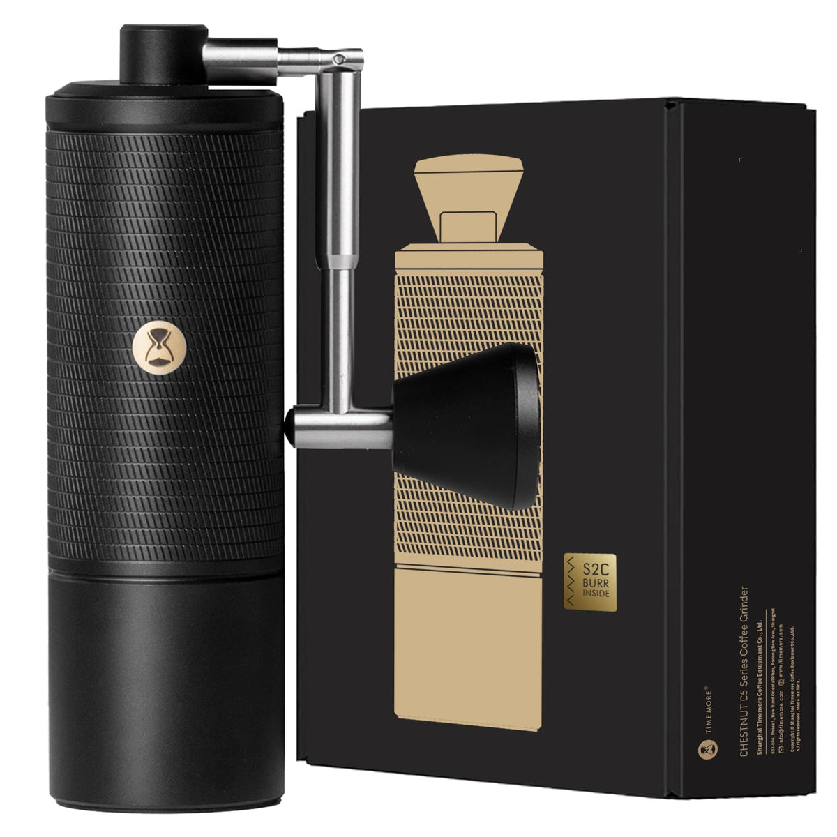 Manual Coffee Grinder with Conical Burr, Portable Hand Coffee Mill, Black W77305
