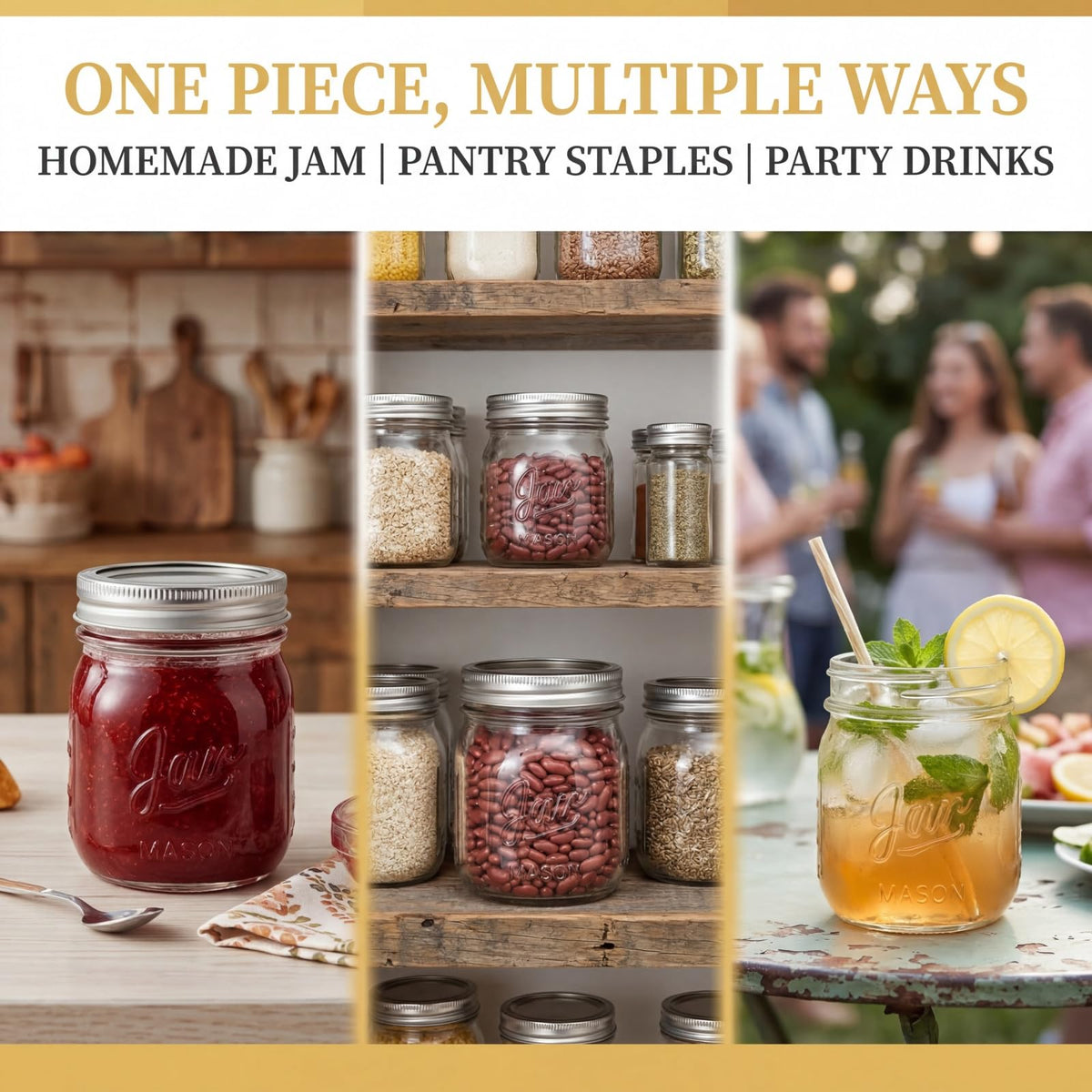 12 Pack 16 Oz Wide Mouth Glass Mason Jars D42326