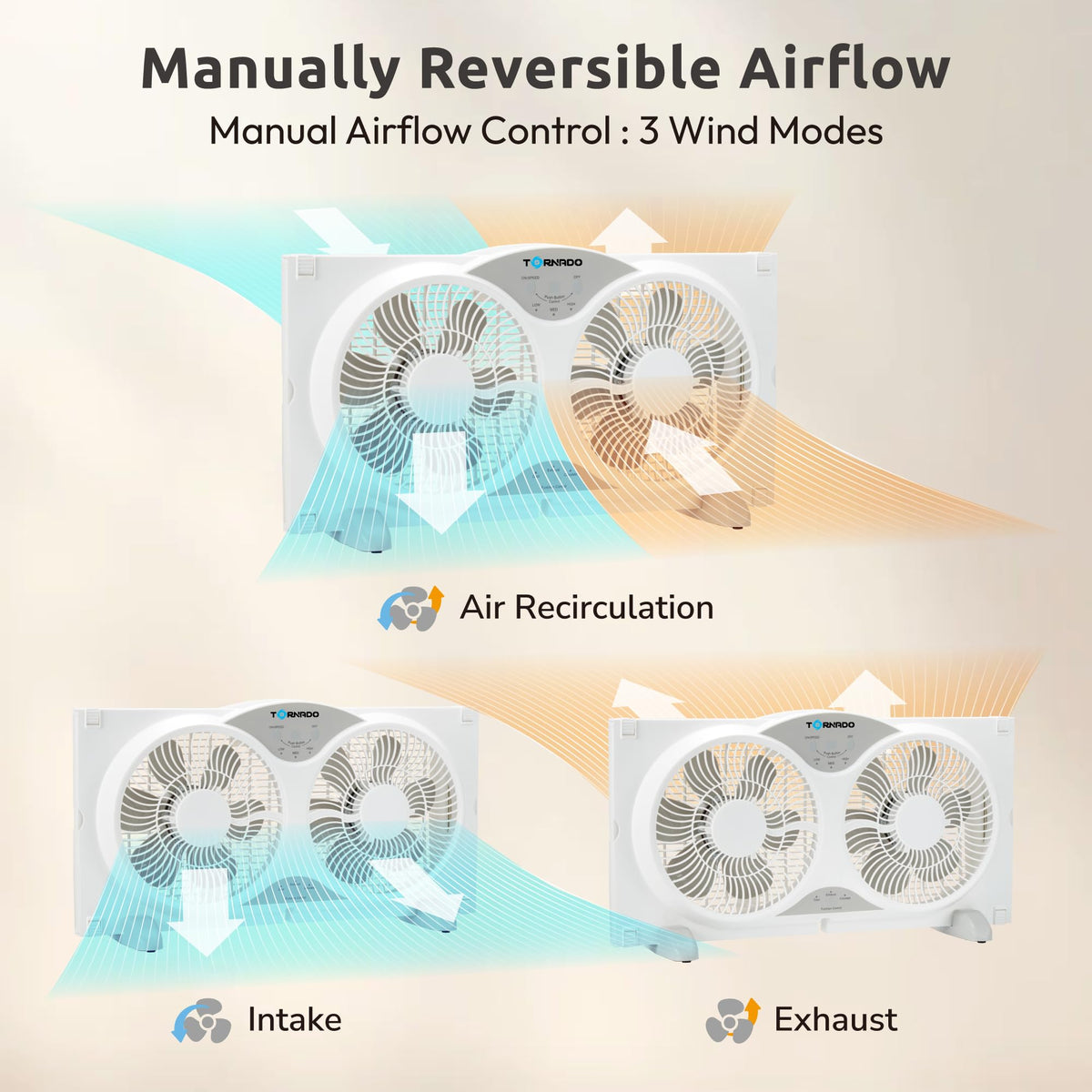 9 Inch Dual Window Fan with Remote Control, 3-Speed, White I99789
