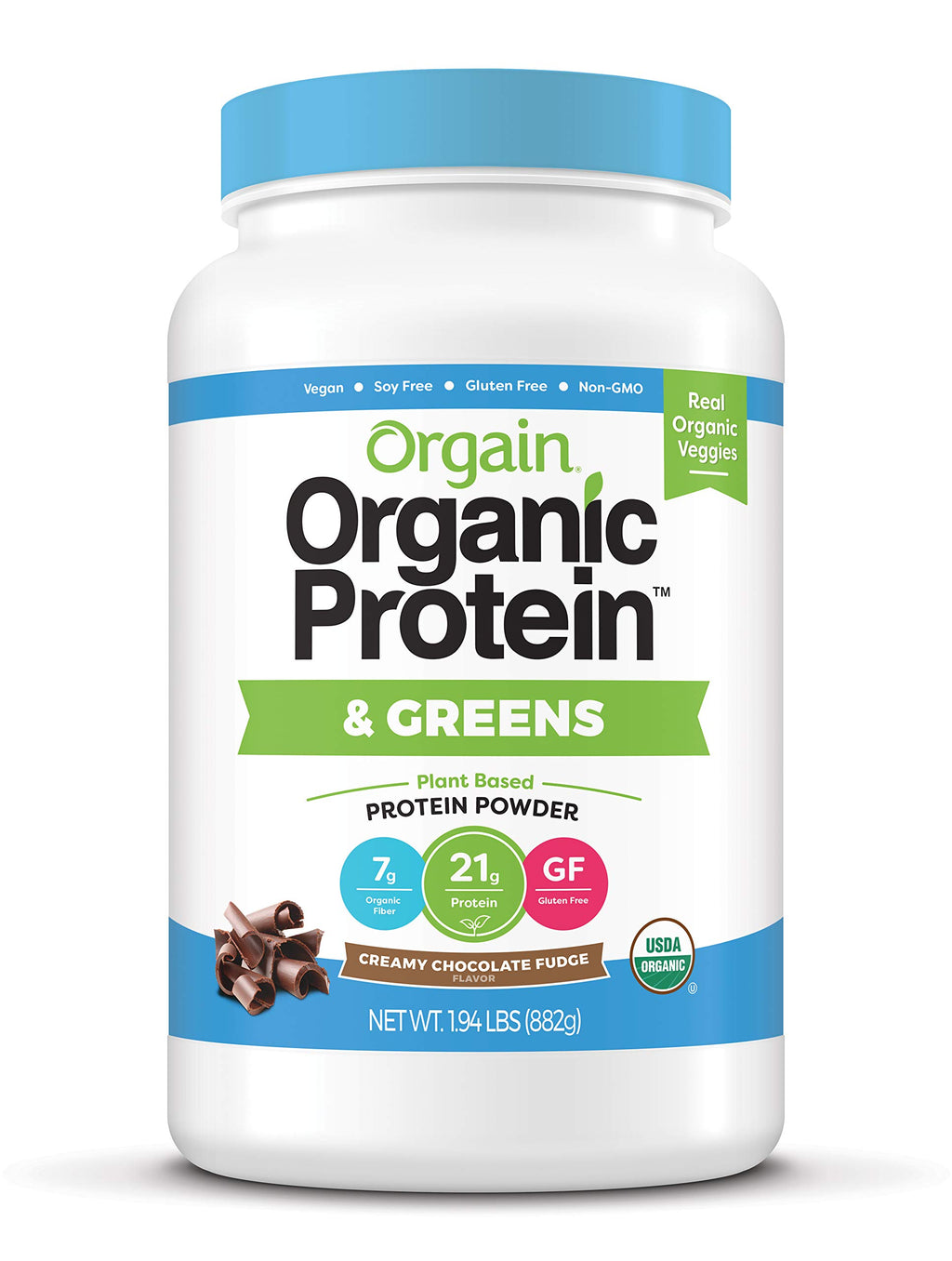 Organic Vegan Protein Powder + Greens, Creamy Chocolate Fudge, Vanilla Bean F29775