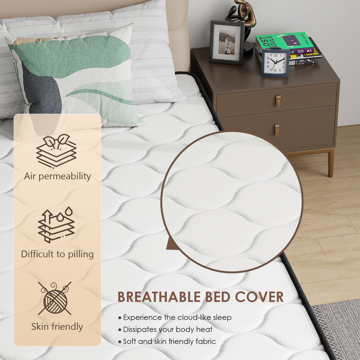 6 Inch Twin Medium Firm Hybrid Mattress W135633