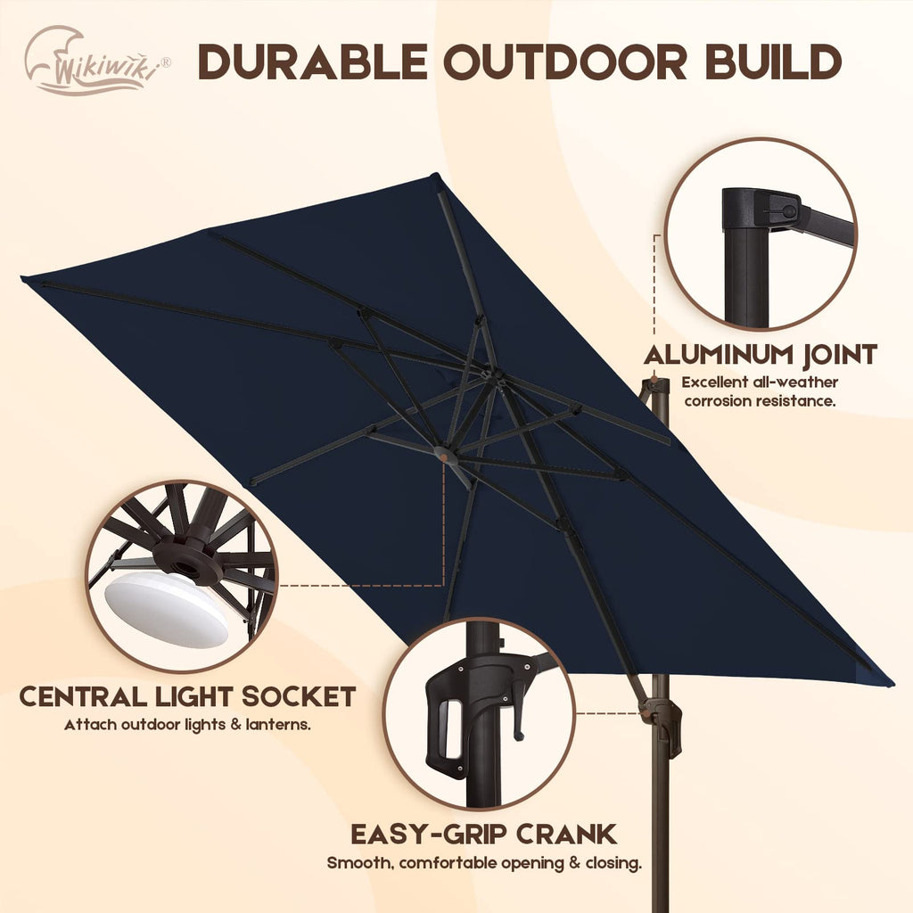 10 FT Square Cantilever Patio Umbrella with Recycled Fabric K690292