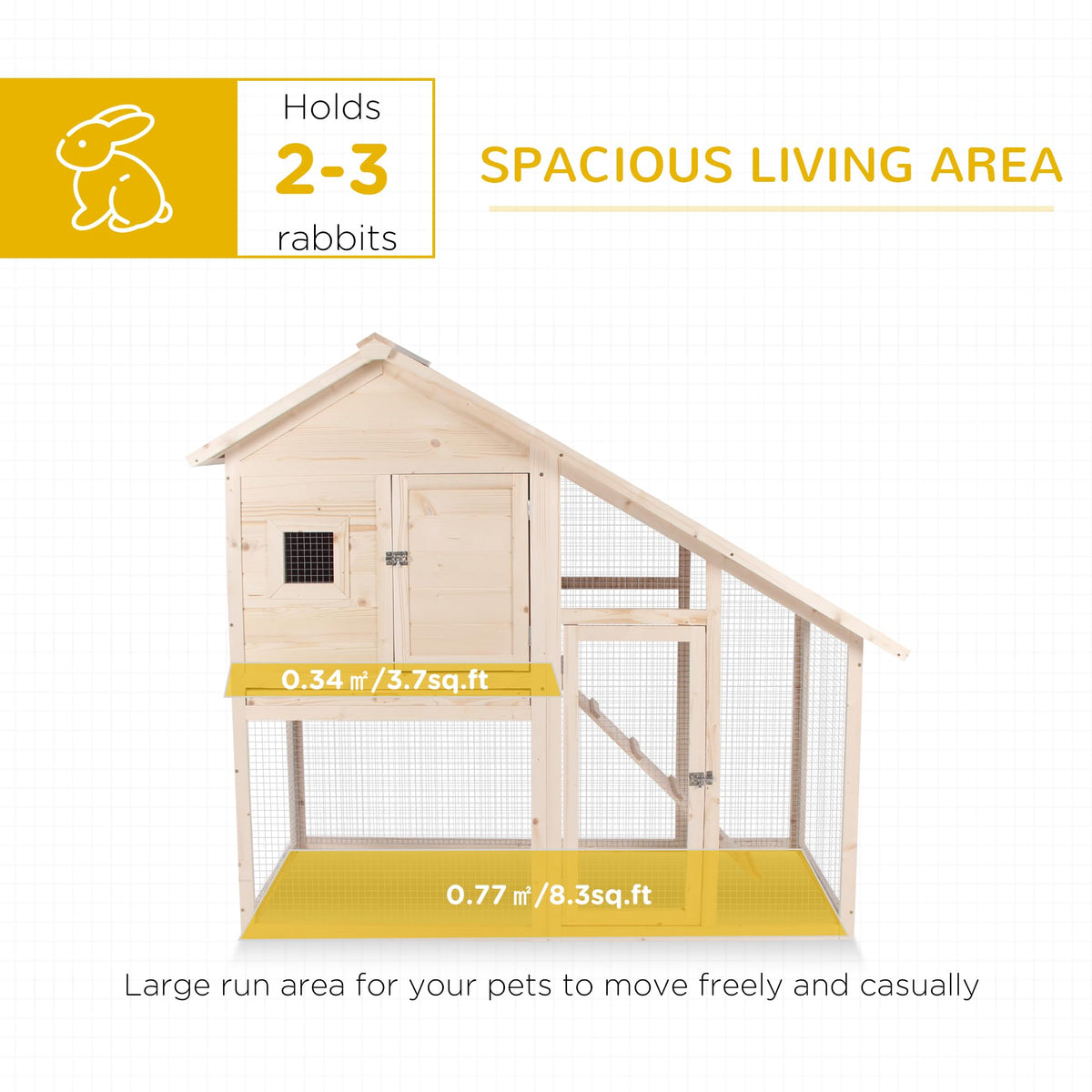 55" 2-Tier Wooden Rabbit Hutch with Ramp X90078