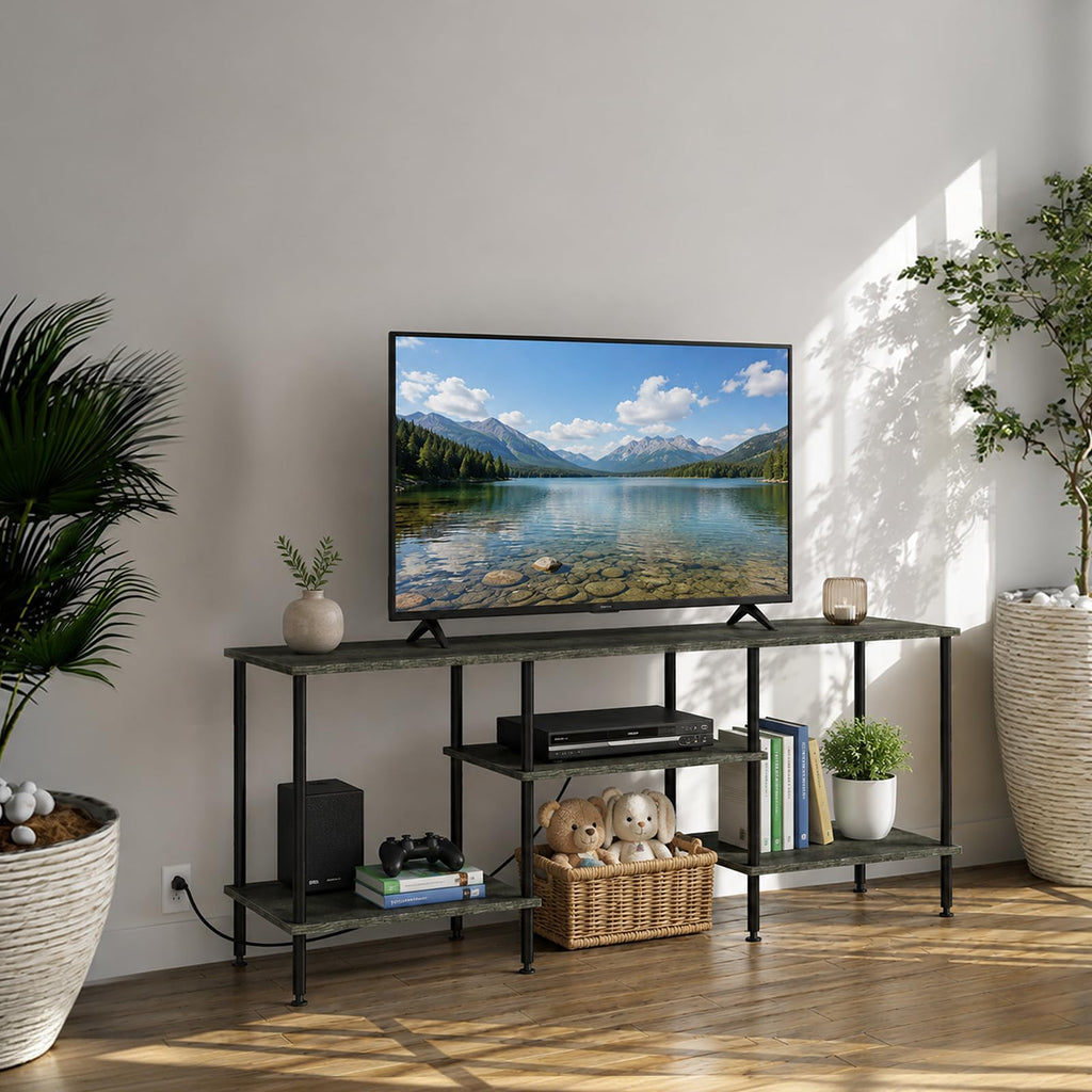 50 Inch Dark Grey TV Stand with Power Outlet Q186061