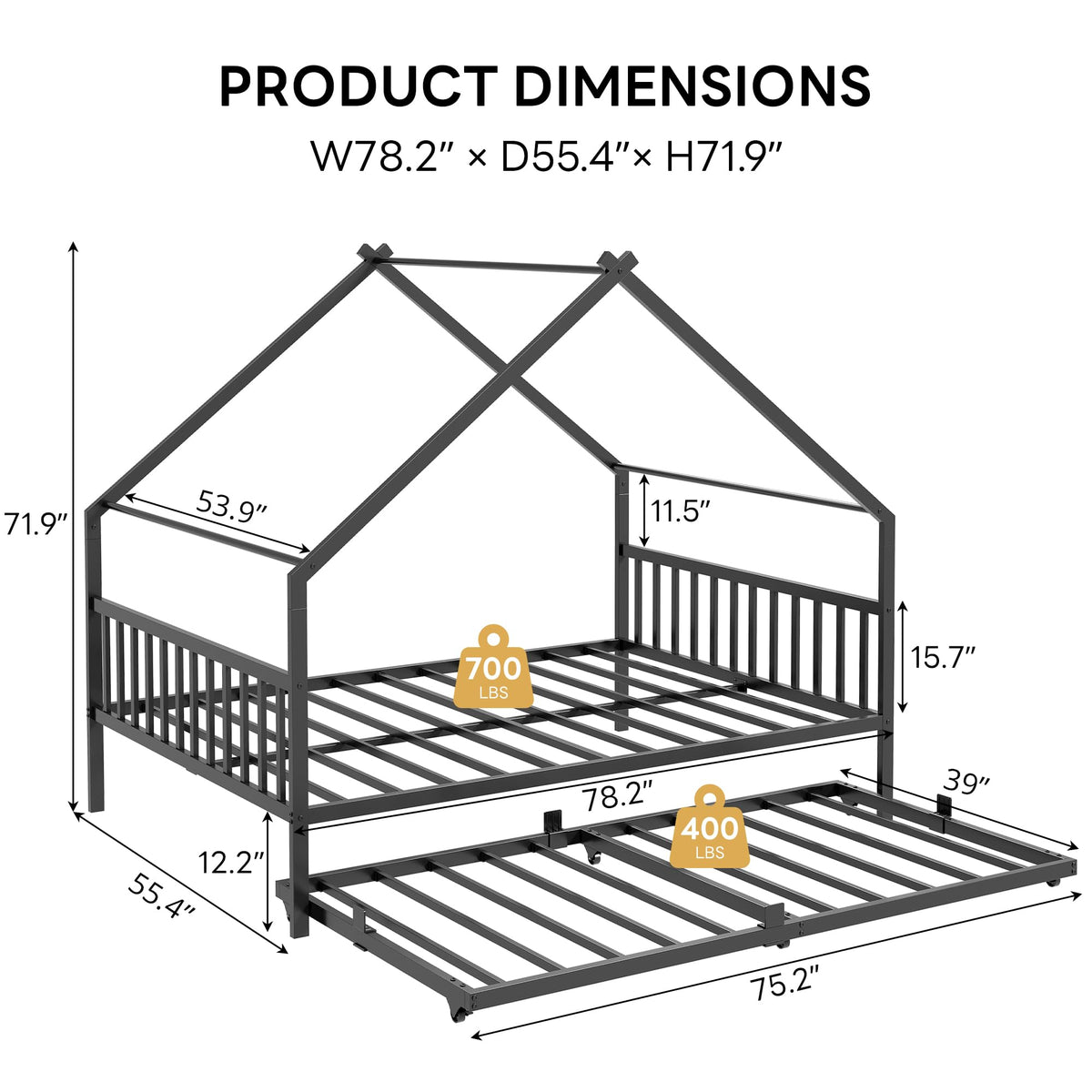 Black Daybed with Trundle P704