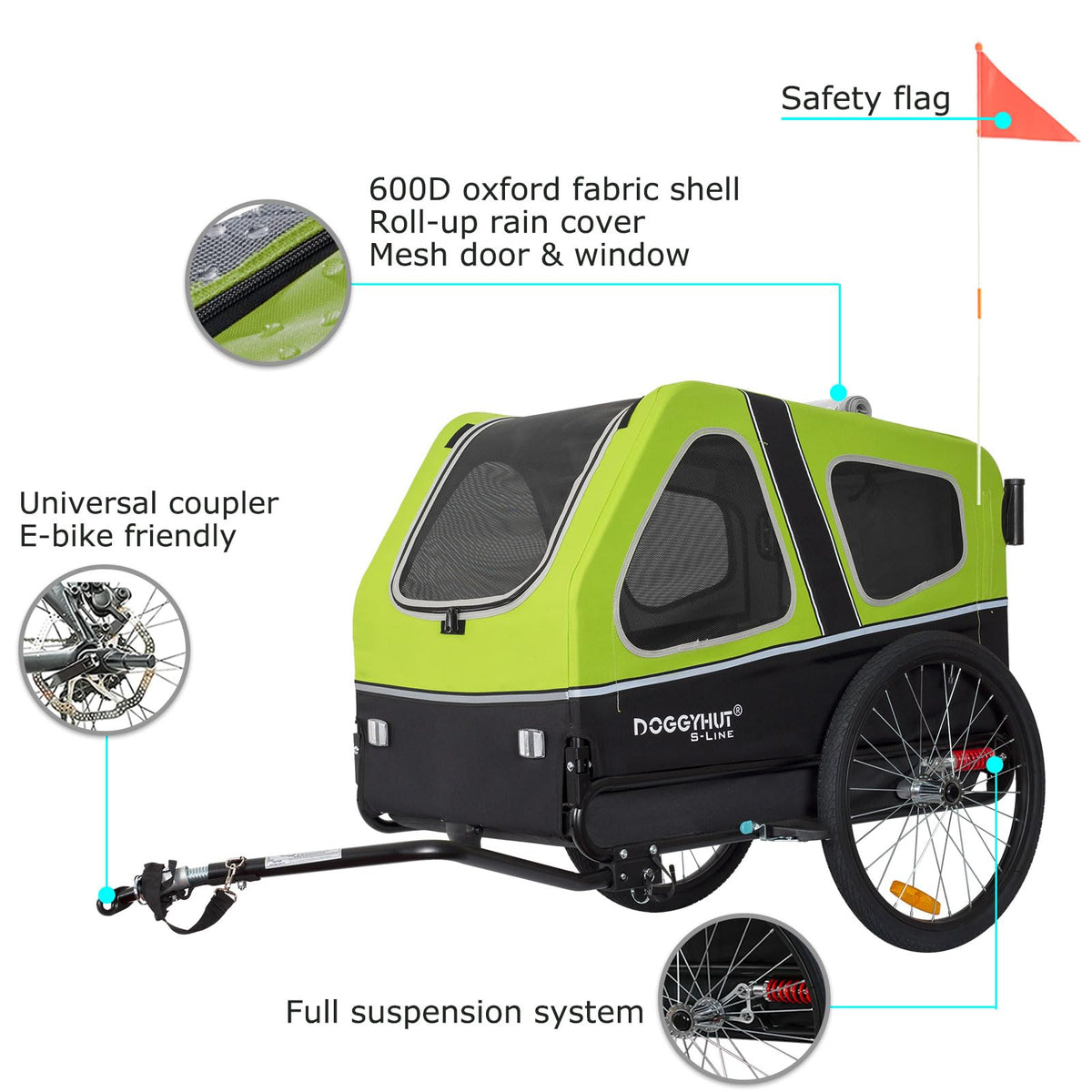 XL Pet Bike Trailer & Stroller with Suspension Wheels X917
