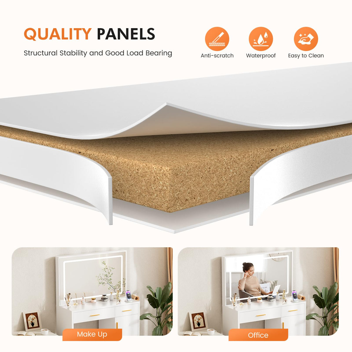 Makeup Vanity Desk with LED Mirror L52450