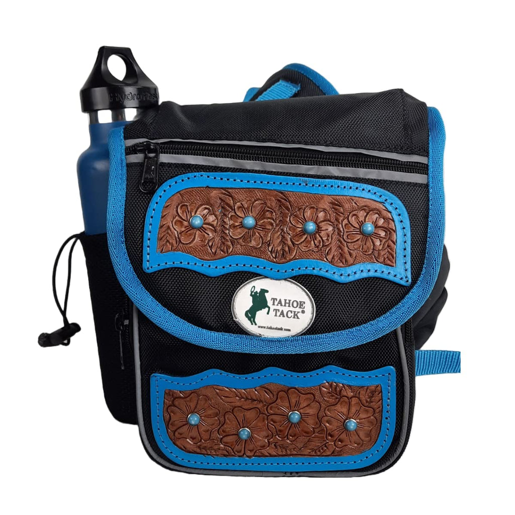 Turquoise Flower 1680D Nylon Western Horn Storage Bag with Hand Tooled Leather Accents M87265