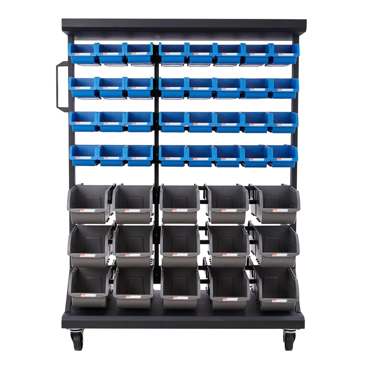 7-Tier Double-Sided Rolling Bin Storage Rack with 94 Plastic Bins J35302