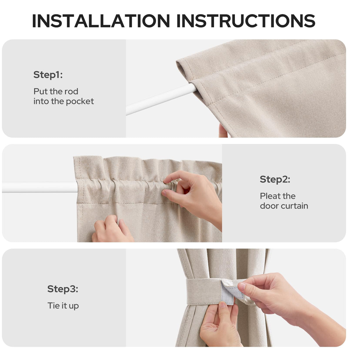 100% Blackout Linen Door Curtains 26x72 Inch Z57998