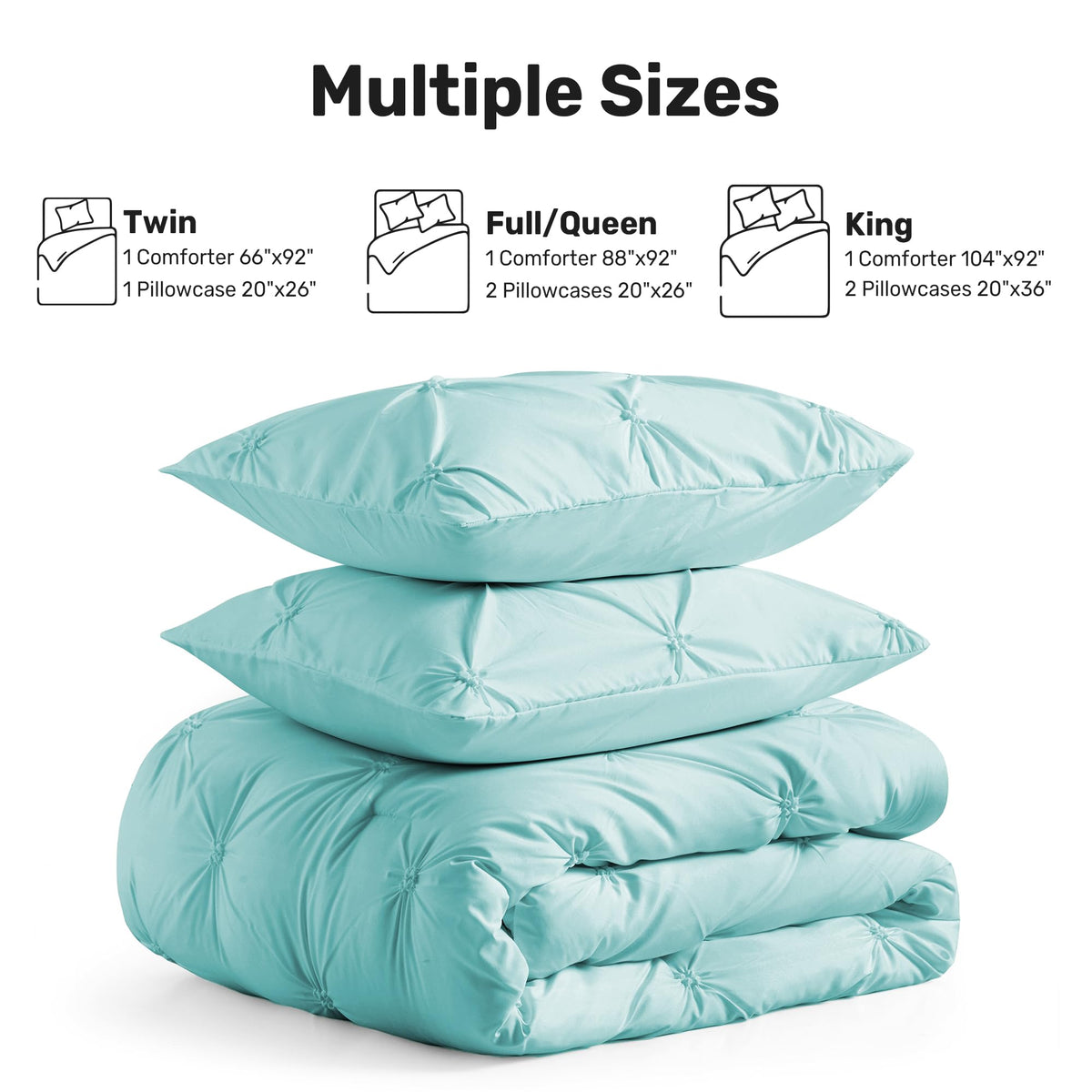 King Size Aqua Blue Pintuck Comforter Set N759