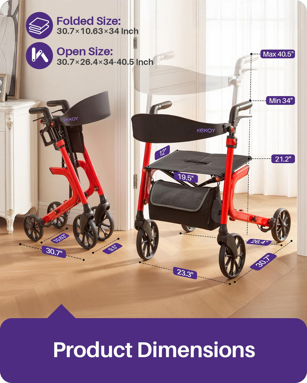 Bariatric Rollator Walker with Seat Z20629