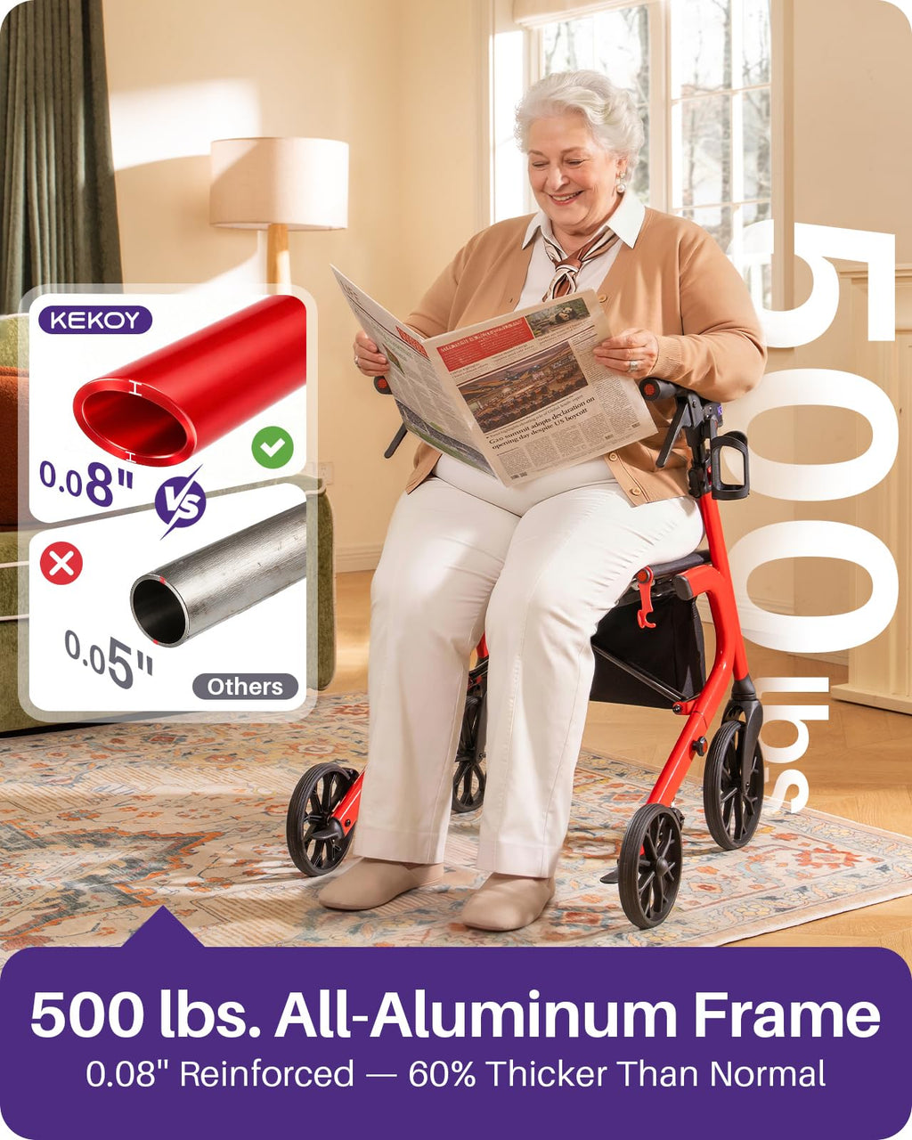 Bariatric Rollator Walker with Seat Z20629
