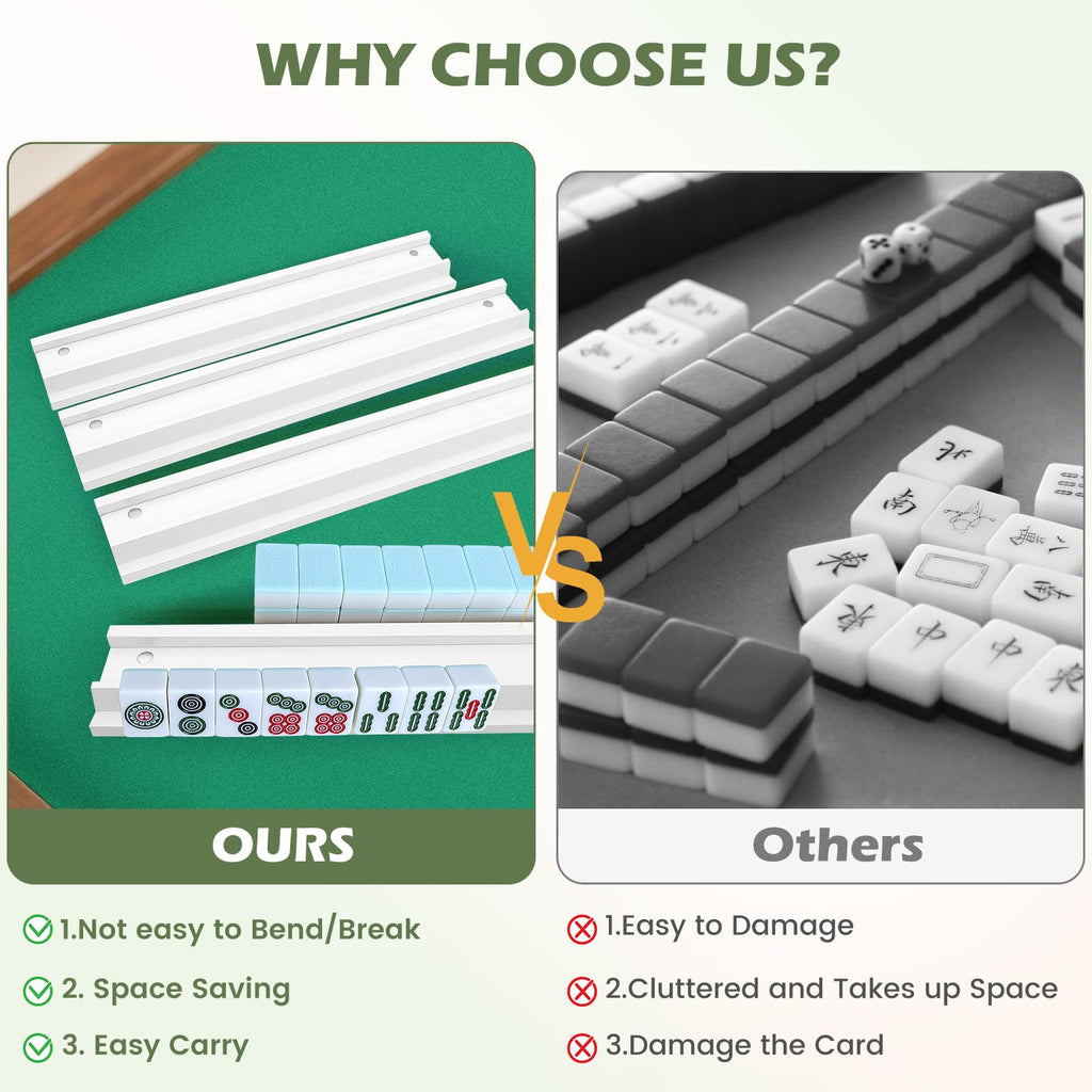 Pine Wood Mahjong Racks with Pushers Set of 4 B3148