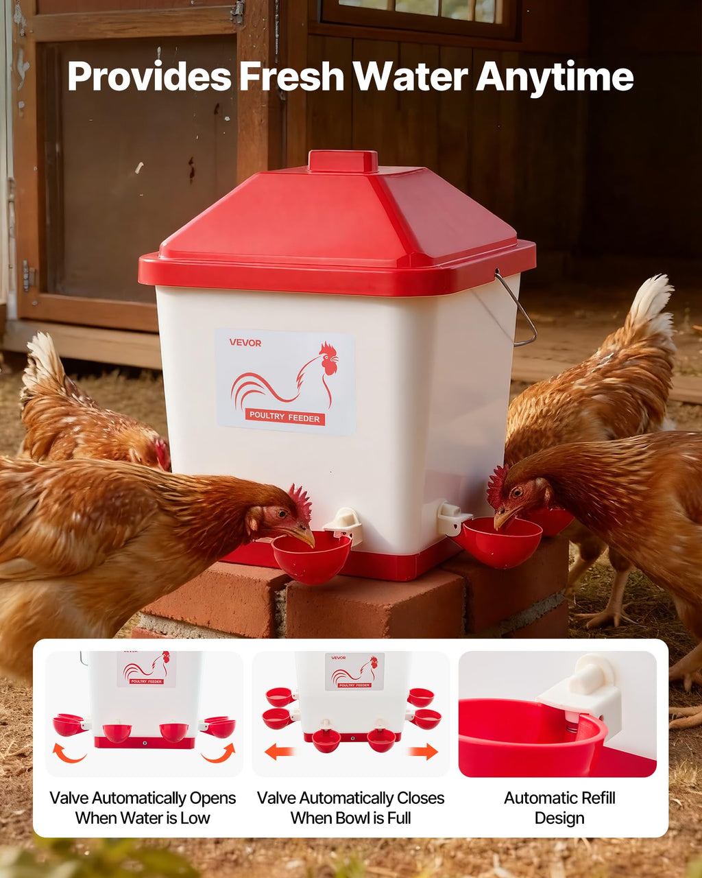 5 Gallon Automatic Chicken Waterer with 6 Water Ports I878082
