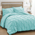 King Size Aqua Blue Pintuck Comforter Set N759
