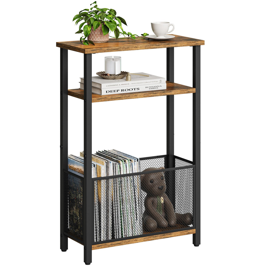 Narrow 3 Tier Side Table with Storage Basket Y76627