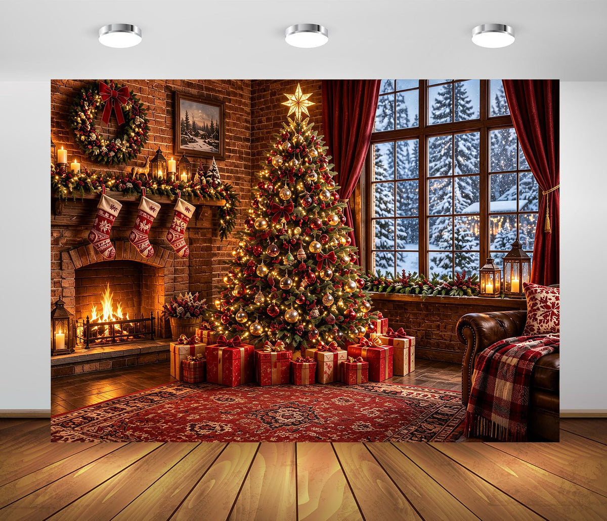 Fabric Christmas Window Backdrop F24074