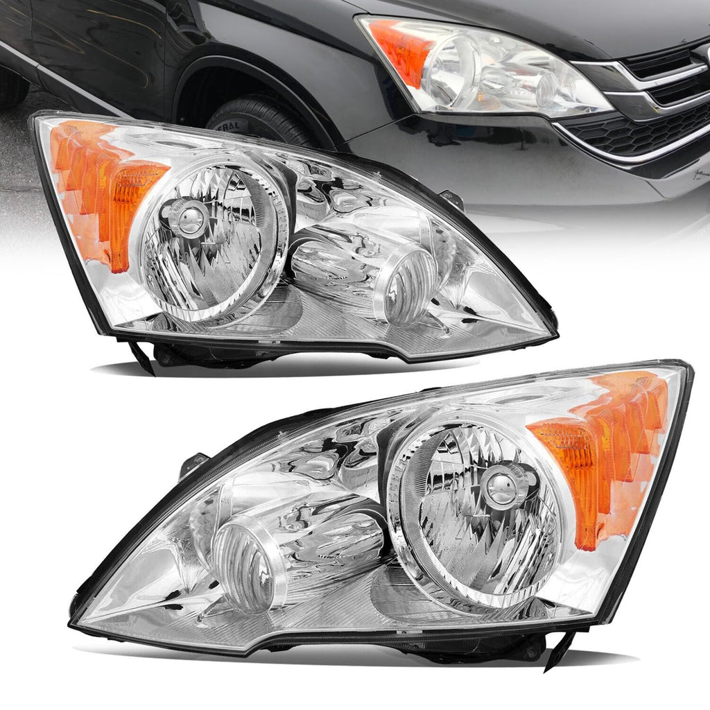 Halogen Headlight Assembly with Chrome Housing Amber Reflector D801551