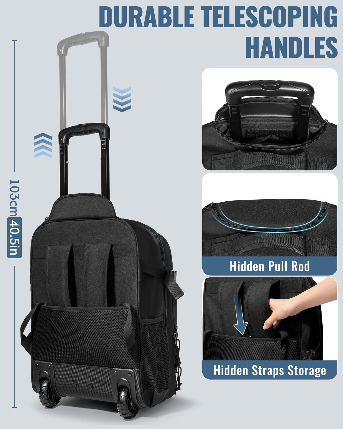 17 Inch Rolling Tactical Laptop Backpack with Wheels J836207