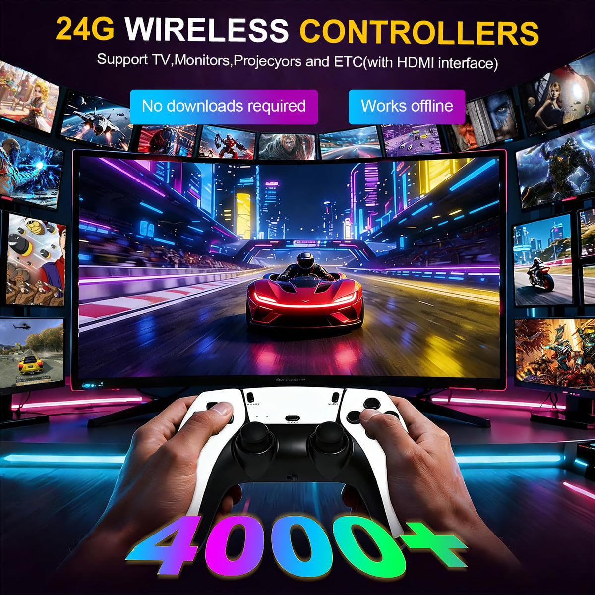 Retro Gaming Console Stick with Dual Wireless Controllers V887128