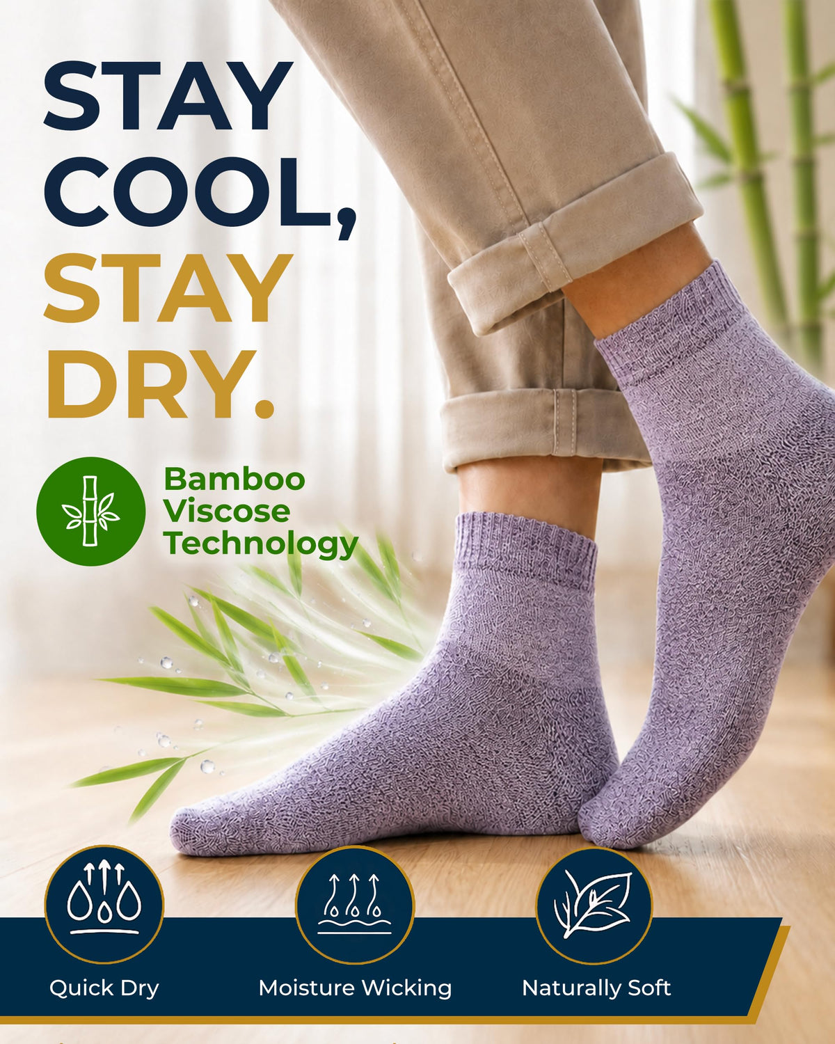 Bamboo Viscose Ankle Diabetic Socks 6 Pairs C13293