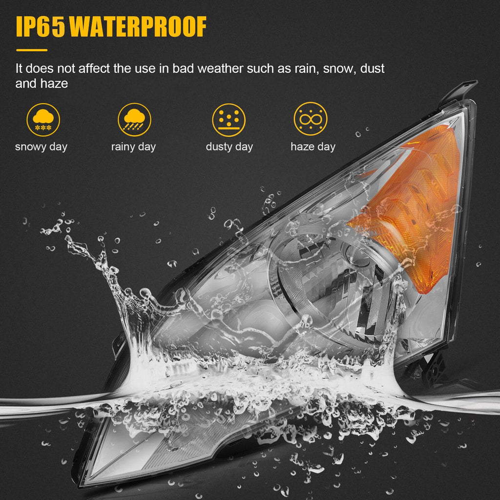 Halogen Headlight Assembly with Chrome Housing Amber Reflector D801551