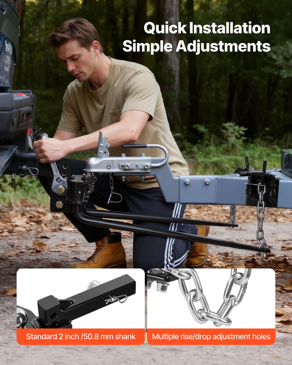 10000 lbs Weight Distribution Hitch with 2 in Shank and 2-5/16 in Ball J55048