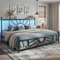 King Size Metal Platform Bed Frame with LED Lights F6425