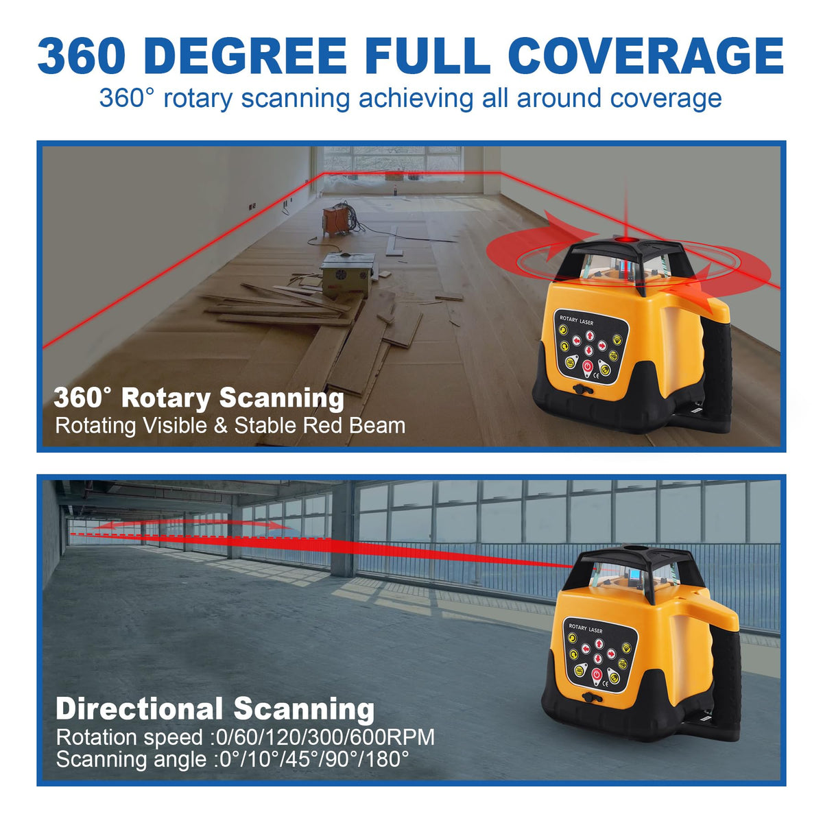Red Beam Rotary Laser Level Kit with Tripod C9049