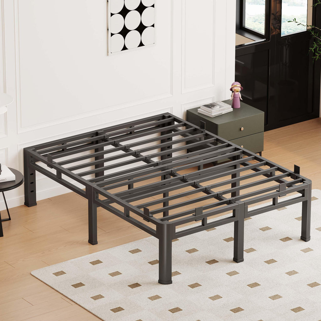Queen 18 Inch Tall Metal Platform Bed Frame T579443