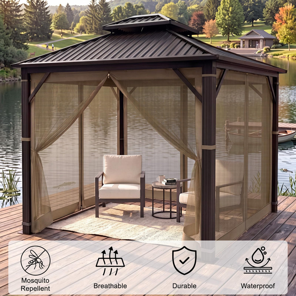 10x12 4-Panel Mosquito Netting Sidewall with Zipper T33660