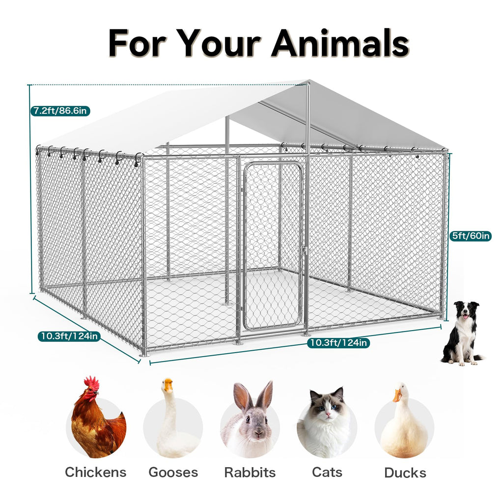 10x10 FT Outdoor Dog Kennel with Roof I2448