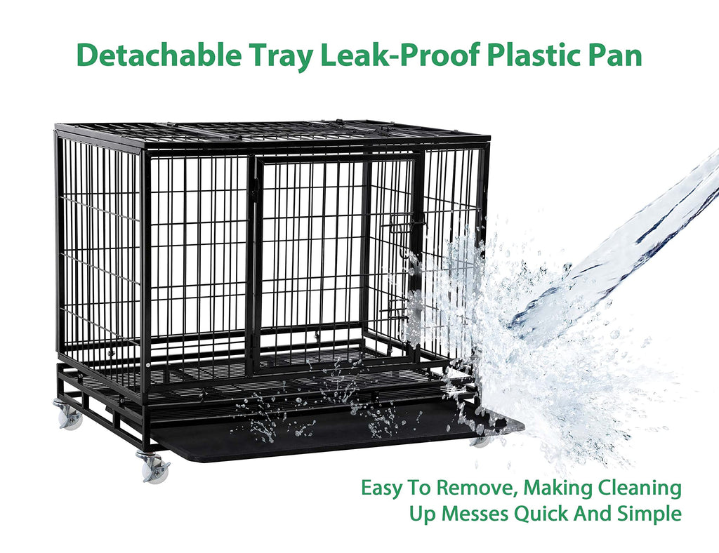 48'' Heavy Duty Metal Dog Crate with Wheels L5488