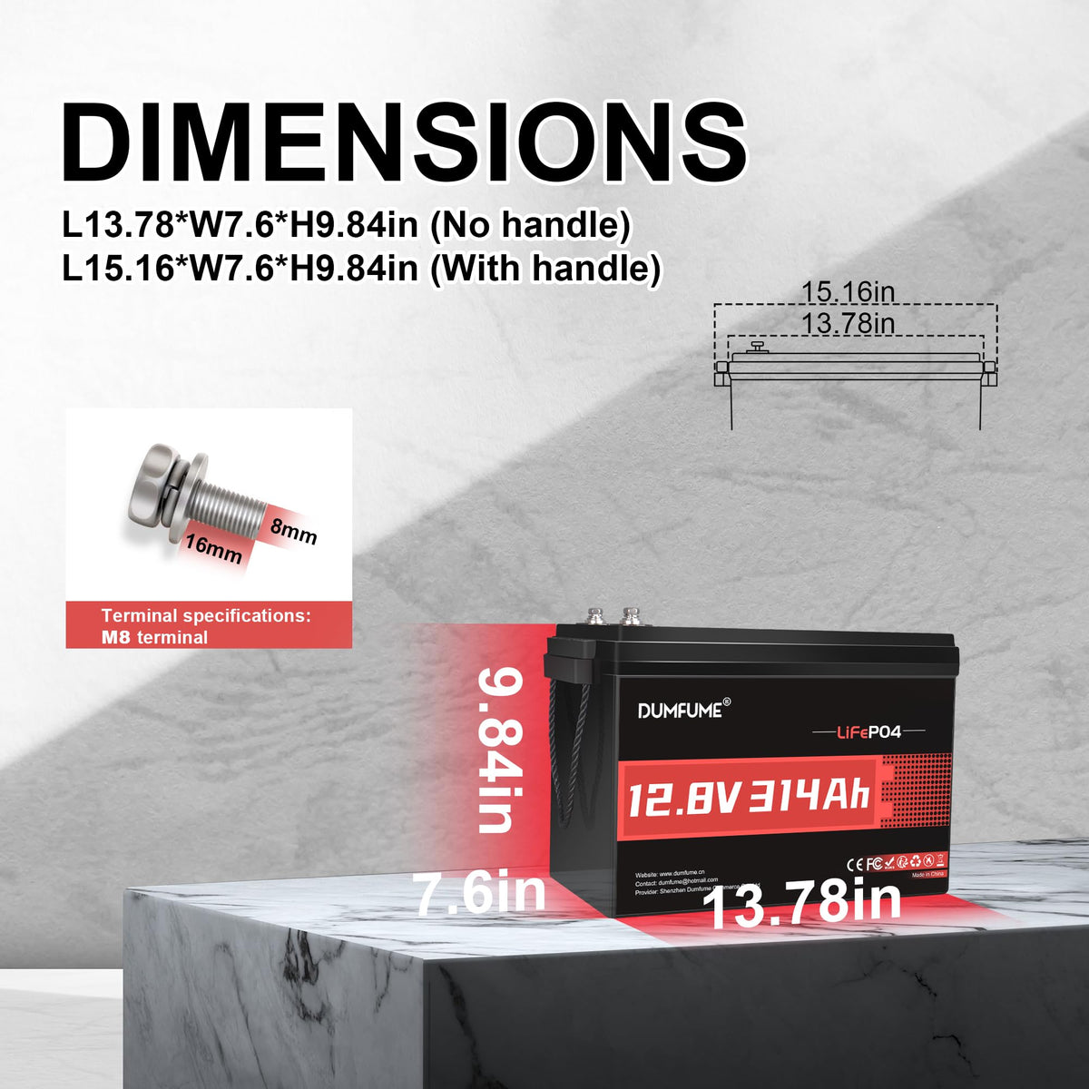 12V 300Ah LiFePO4 Battery 200A BMS P58008