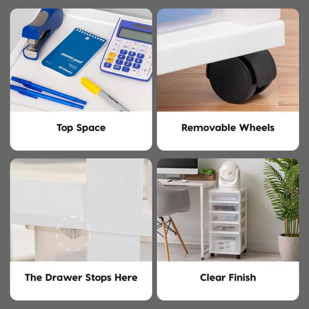 5 Drawer Rolling Storage Cart with Organizer Top X94550