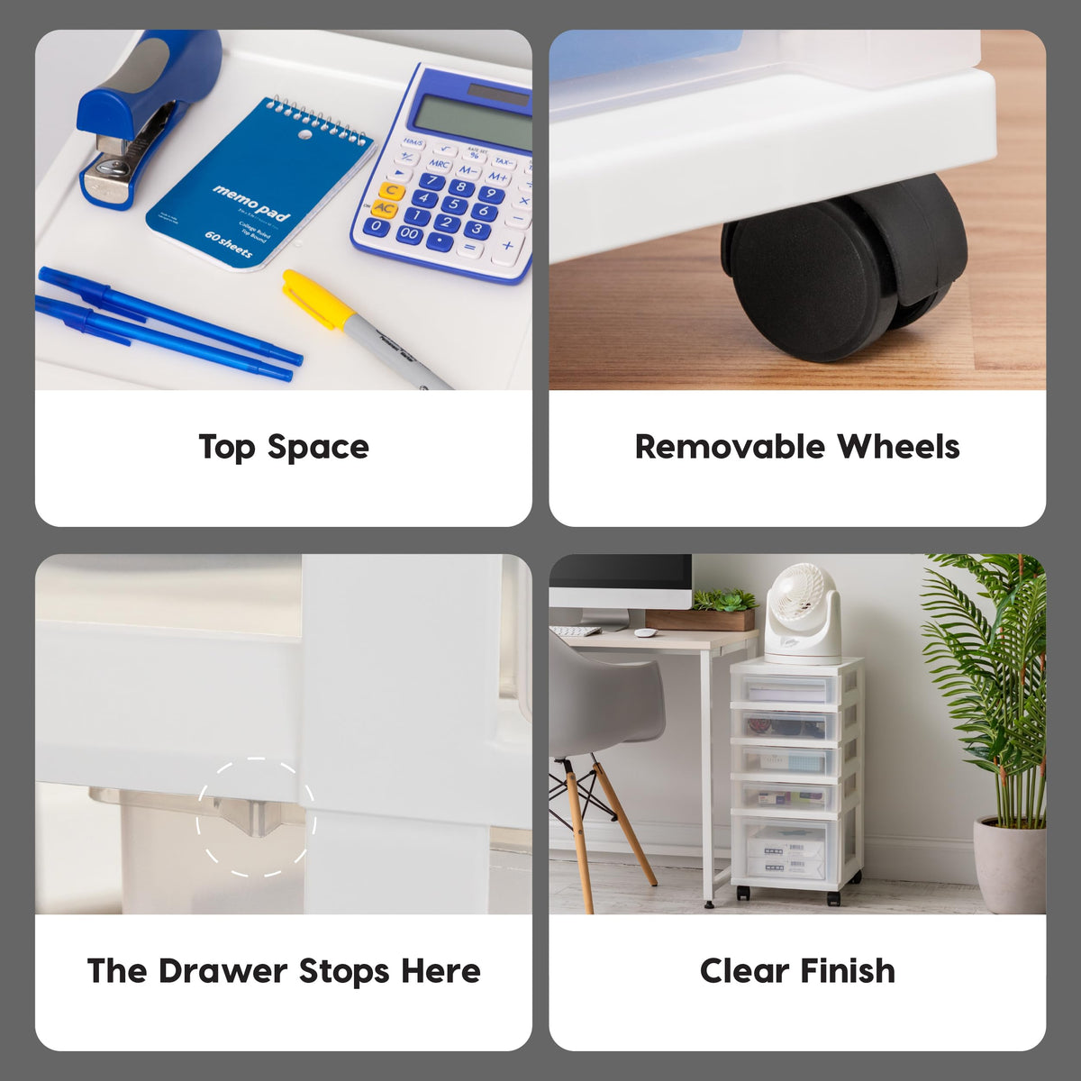 5 Drawer Rolling Storage Cart with Organizer Top X94550