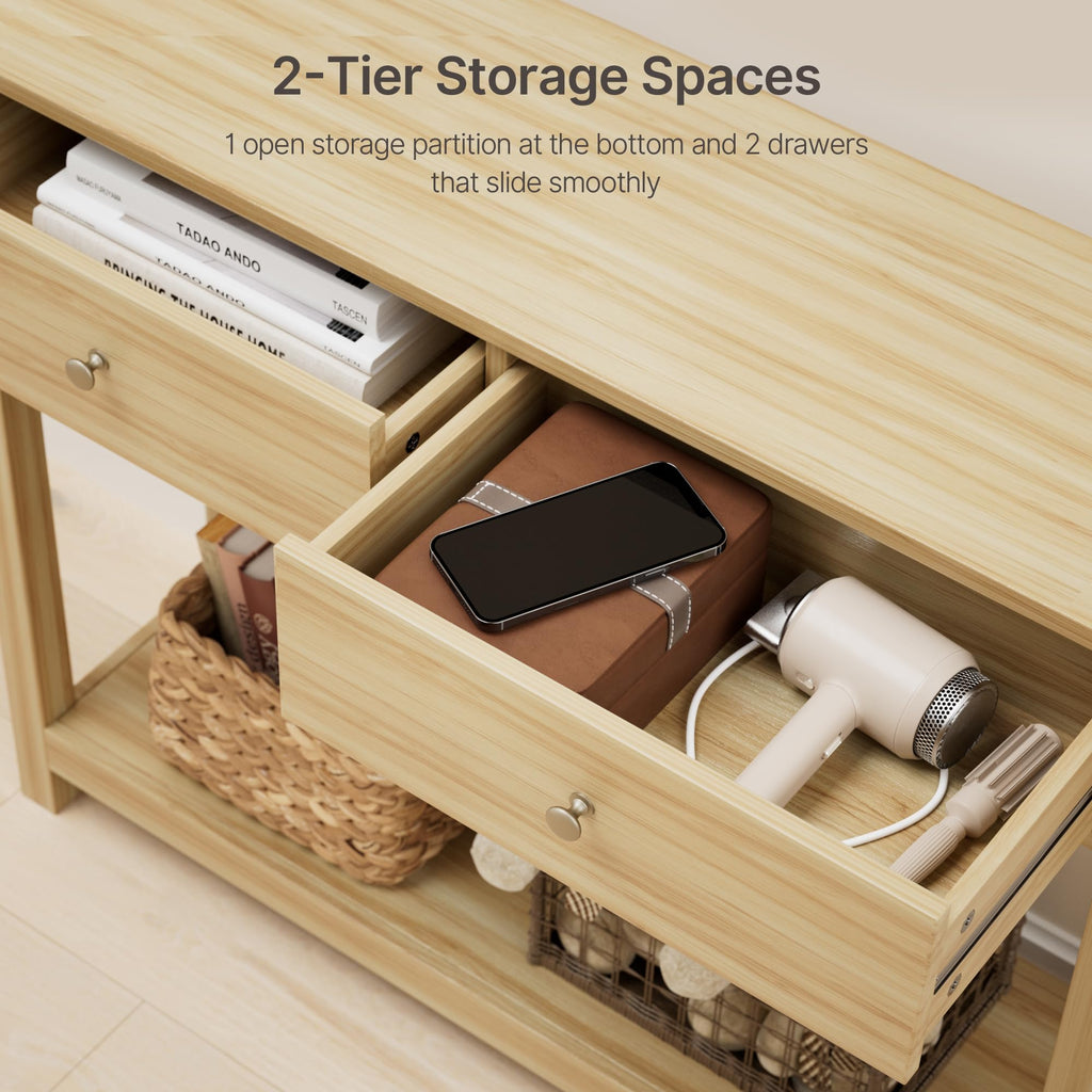 2 Drawer Oak Console Table A8839
