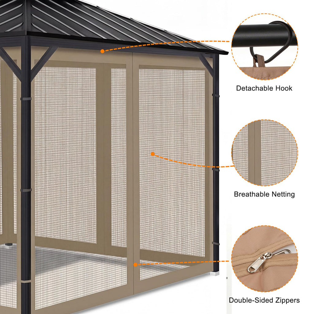 10x12 4-Panel Mosquito Netting Sidewall with Zipper T33660