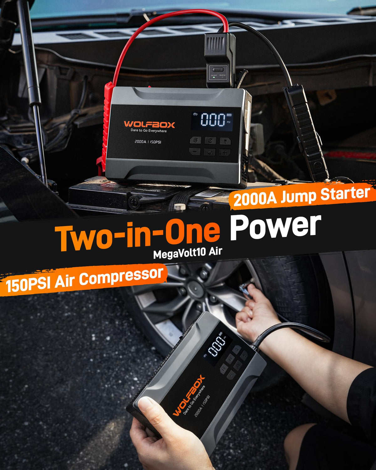 2000A Portable 12V Jump Starter with Air Compressor G620