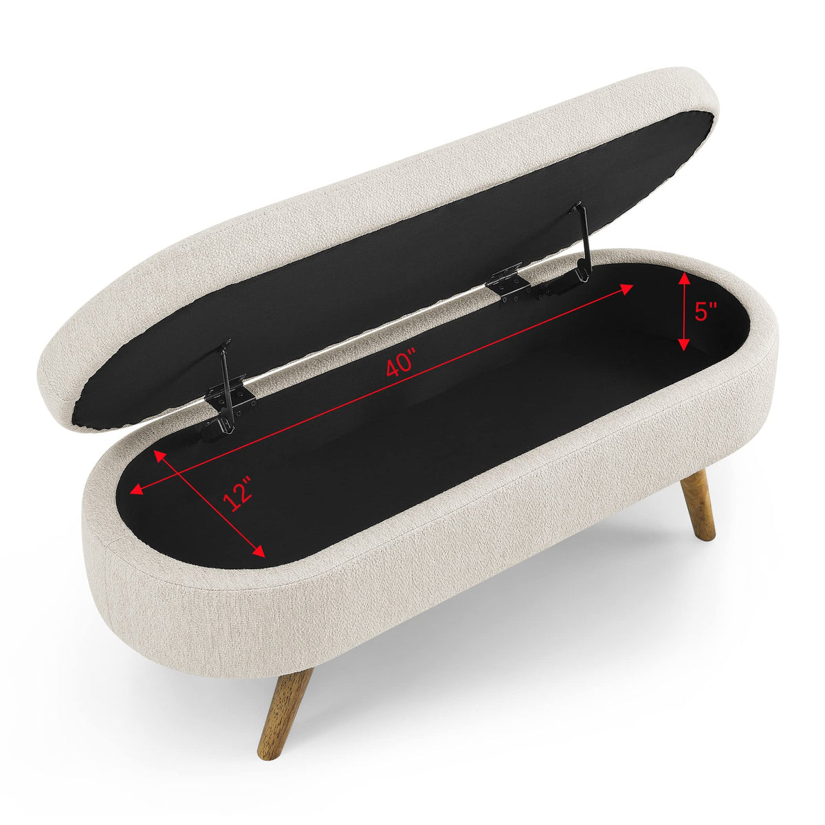 43.5" L Upholstered Linen Storage Ottoman Bench with Rubber Wood Legs U656718
