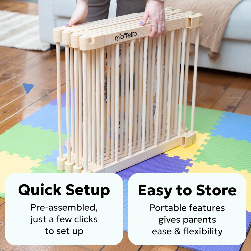 Foldable Wooden Baby Playpen with Gate N13614